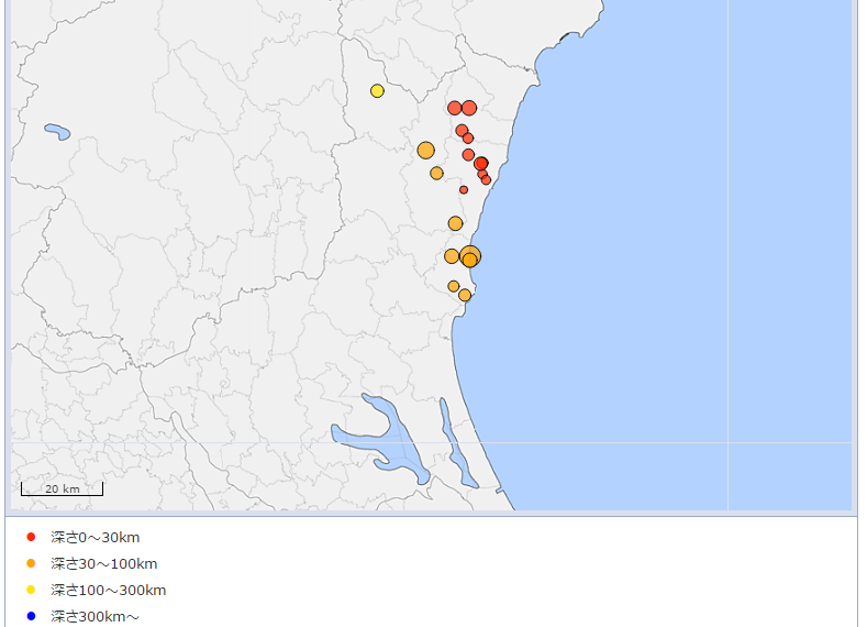 半年間の茨城北部の地震
